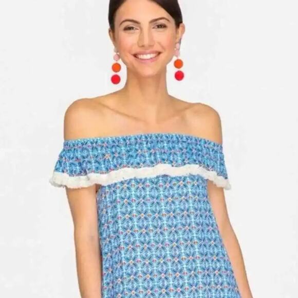 Roberta roller rabbit off the shoulder fringe top sz XS - Picture 1 of 7